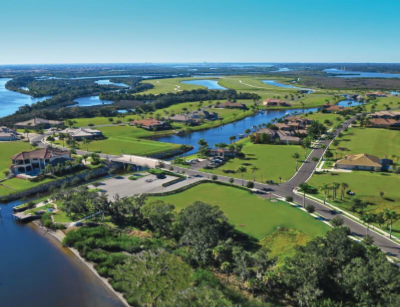 Manatee River custom home community aerial view