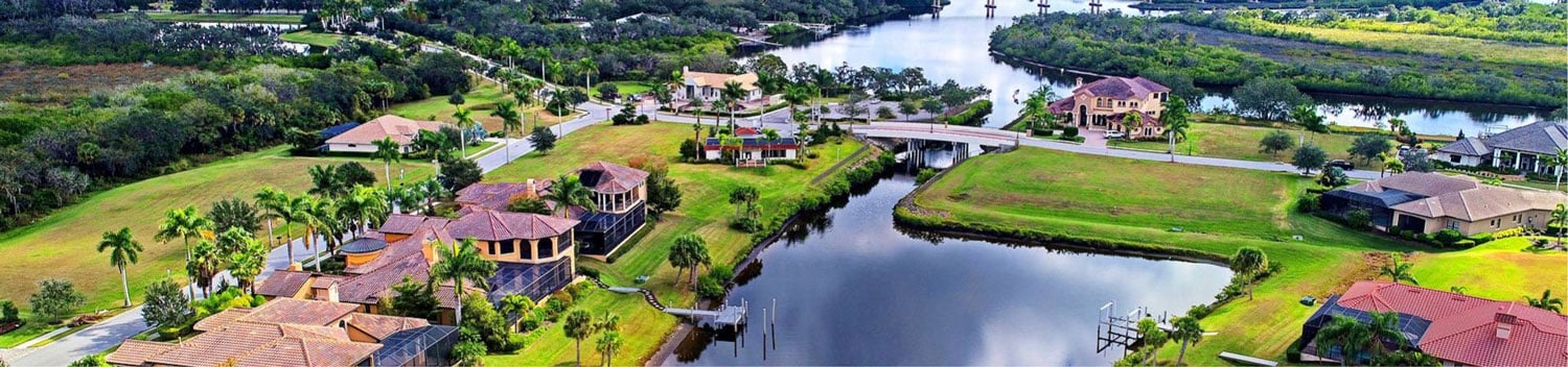 aerial view of Manatee river custom homes